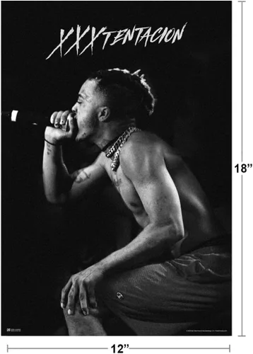 Vista 3 de Póster de XXXtentacion en etapa en blanco y negro XXXtentacion Merch Bad Vibes Forever XXX 17 Arte de álbum Skins Trap Music Estética XXXtenations