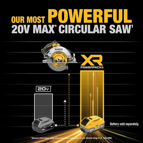 Vista 7 de DEWALT Sierra circular inalámbrica sin escobillas de 20 V MAX XR de 7-1/4 pulgadas, solo herramienta (DCS590B)