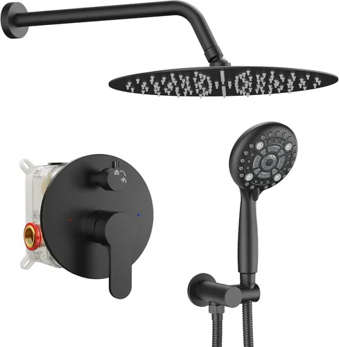 Vista 13 de SR SUN RISE Grifo de ducha – Sistema de cabezal de ducha multifuncional de alta presión de 10 pulgadas con accesorios de cabezal de ducha de mano