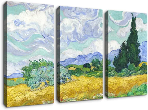 Vista 37 de Denozer - Lienzo decorativo para pared de 3 piezas - La reproducción de pintura al óleo de Ukiyoe Giclée, impresiones en lienzo estiradas