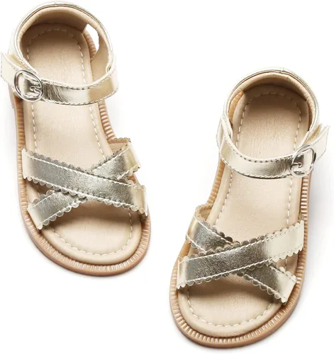 Vista 23 de Kiderence Sandalias de niña de las flores para niñas pequeñas, zapatos de Ck303 Oro