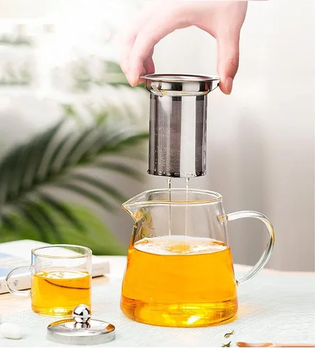 Vista 8 de Tetera de Vidrio de Tamaño Mini Tetera de Té - con Infusor Extraíble de Acero Inoxidable para Té Floreciente y Té de Hojas Sueltas, Apta