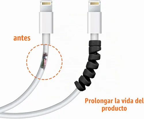 Vista 3 de Jetec - Protector de cable USB en espiral (24 unidades), color negro Phone Charging Cord End Saver, Prevents Cable Fraying Breakage, Soft Silicone