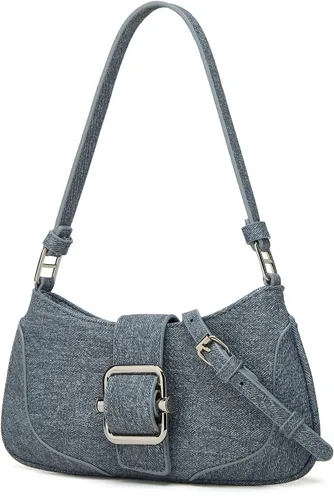 Vista 2 de Bolso Hobo de mezclilla para mujer, bolsos cruzados de lona Y2K, bolso pequeño de mano de mano, bolso de mano para axila de noche, bolso con asa