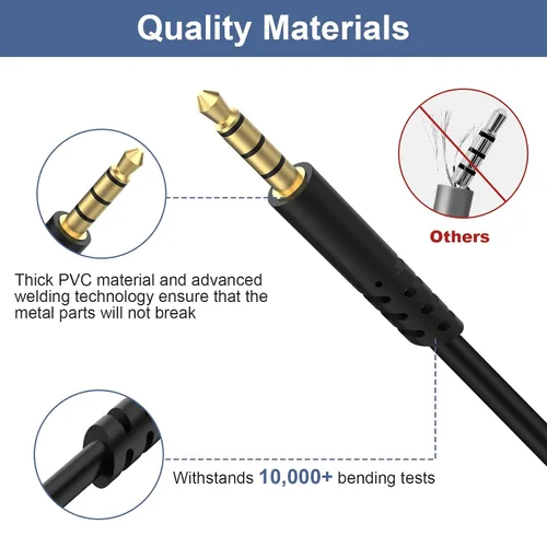 Vista 5 de Cable de auriculares A50 con silencio en línea y control de volumen compatible con Astro A40TRA40A10A30A50 Cable de auriculares