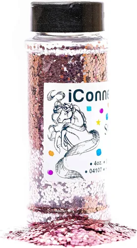 Vista 4 de iConnectWith Glitter – Blush Rose Gold, Stubby Polyester Glitter; Multi-use for Crafts, Decorations, Nail Art, Makeup, Tumblers, Resin Art, and DIY