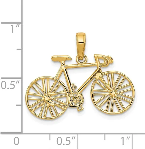 Vista 2 de Colgante de dije de bicicleta pulido de oro amarillo de 14 quilates 0728in x 1024in Oro amarillo