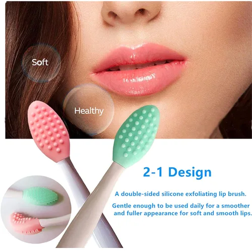 Vista 3 de 3 piezas de cepillo exfoliante para labios, exfoliador de labios, herramienta de cepillo para labios de silicona de doble cara para hombres