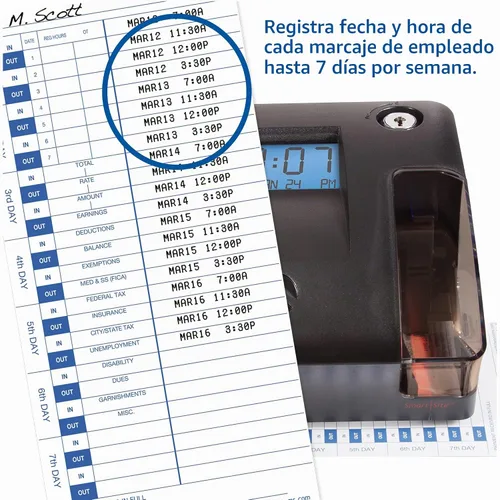 Vista 3 de Pyramid Time Systems - Reloj inteligente SiteTime 3600SSK1 y sello de documentos con alineación LED SmartSite y ventana Tri-View - Incluye 125