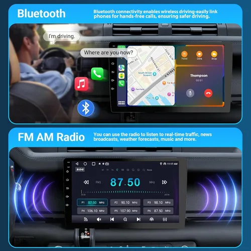 Vista 6 de Haudio Estéreo de coche de 9" con doble DIN - Radio de coche inalámbrico compatible con Apple CarPlay y Android Auto, radio de coche con pantalla