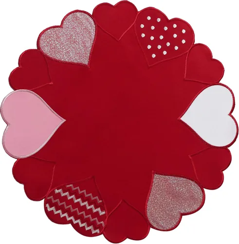 Vista 10 de OWENIE Caminos de mesa para el día de San Valentín, centros de mesa de San Valentín, 13 x 36 pulgadas, decoración de mesa roja bordada con corazón
