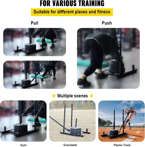 Vista 6 de VEVOR Weight Training Pull Sled, Fitness Strength Speed Training Sled, Steel Power Sled Workout Equipment for Athletic Exercise and Speed Improvement
