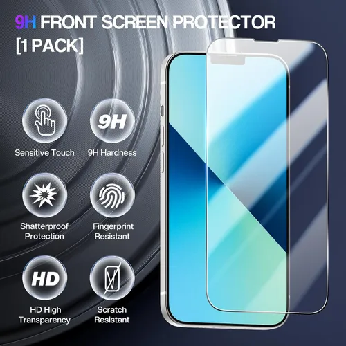 Vista 5 de Maxdara - Carcasa magnética transparente para iPhone 13 con protector de pantalla, transparente Funda transparente delgada 3 en 1 con protector
