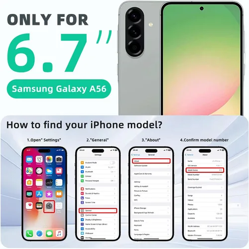 Vista 9 de ONES Funda para Samsung Galaxy A56 5G / A36 5G, grado MIL, a prueba de caídas, doble capa a prueba de golpes, bolsa de aire de esquina, soporte