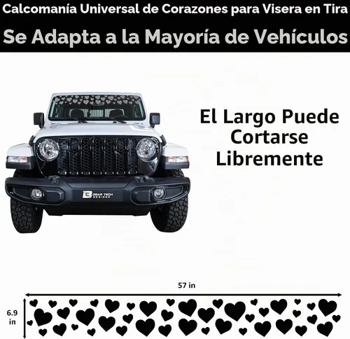 Vista 4 de BOGAR TECH DESIGNS Adhesivos de vinilo de ajuste universal con estampado de corazón para parabrisas y ventanas, cortadas para adaptarse a cualquier