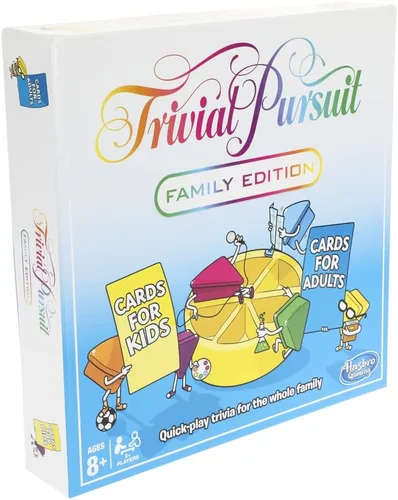 Vista 4 de Hasbro Gaming Trivial Pursuit, edición familiar, juego de mesa de trivia para 2 jugadores o más, juegos de fiesta para niños y niñas de más de 8 años