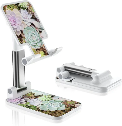 Vista 9 de Soporte de teléfono plegable para escritorio - Soporte de teléfono celular de ángulo ajustable - Adecuado para iPhone, Samsung - Flor negra