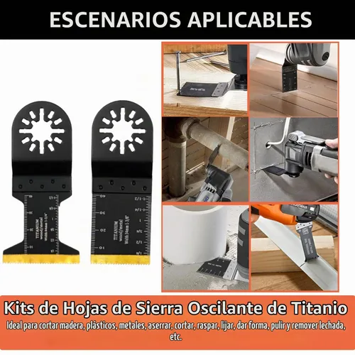 Vista 5 de Hojas de sierra oscilantes, cuchillas multiherramienta de titanio, corte de metal, cuchillas multiherramienta para uñas de metal suave