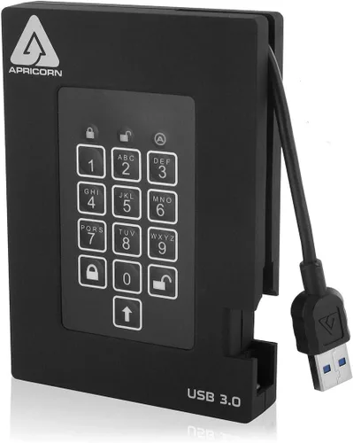 Vista 7 de Apricorn 256GB Aegis Fortress FIPS 140-2 Nivel 2 Validado 256-Bit Encriptado USB 3 SSD externo (A25-3PL256-S256F)