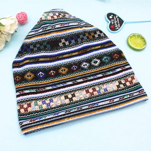 Vista 2 de Gorro holgado para mujer, gorro de quimioterapia, gorro de redecilla, gorro de cáncer, 1 unidad, rayas azules