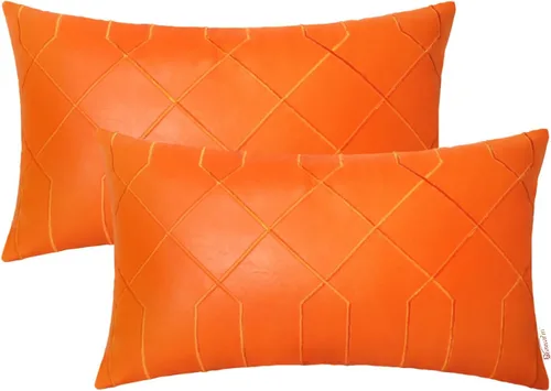 Vista 44 de BRAWARM Fundas de almohada de cuero 16 X 16 pulgadas, paquete de 2 fundas de almohada de cuero sintético negro, fundas de almohada decorativas