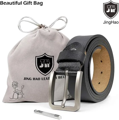 Vista 6 de JingHao Cinturón para hombre grande y alto de 30 a 65 pulgadas, cinturones de cuero genuino para hombre, cinturón casual de trabajo, pantalones