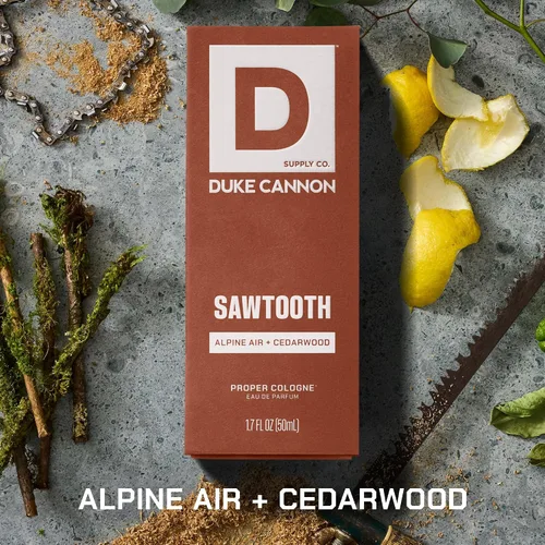 Vista 3 de Duke Cannon Proper Cologne Sawtooth Perfume para hombre Eau de Parfum Aire Alpino y Madera de Cedro Fragancia fresca, amaderada y duradera