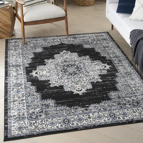 Vista 23 de Nourison Passion Alfombra marfil/negro, de 2 pies 2 pulgadas x 10 pies, fácil de limpiar, no desprende pelo, para habitación, sala, comedor, cocina