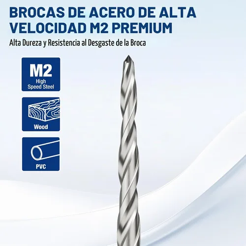 Vista 4 de WORKPRO Juego de brocas avellanadas de 5 piezas, brocas ajustables de 4