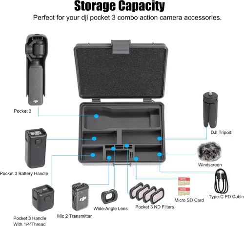 Vista 2 de PellKing Funda rígida para cámara DJI OSMO Pocket 3, caja de almacenamiento compatible con accesorios DJI Pocket 3