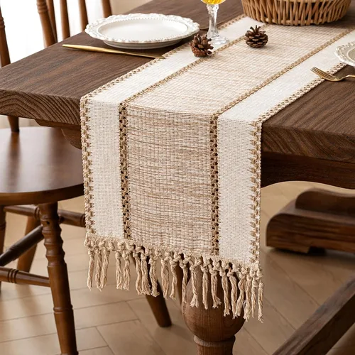 Vista 22 de FEXIA Camino de Mesa Negro con Borlas de 72 Pulgadas Macramé Boho Estilo Granja Camino de Mesa para Decoración de Dormitorio y Comedor