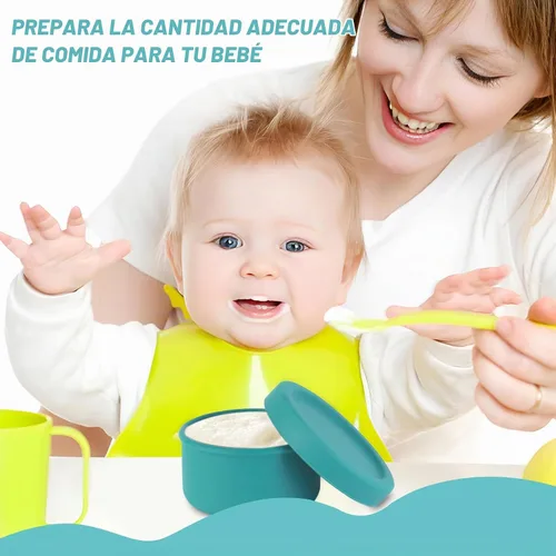 Vista 7 de Finorder - Paquete de 4 recipientes de silicona de 5 onzas, recipientes de almacenamiento de aperitivos para bebés con tapas herméticas, lonchera