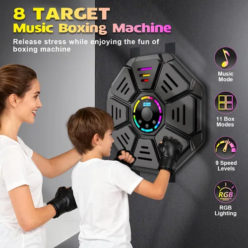 Vista 3 de Music Boxing Machine, Smart Music Punching Machine for Adults Kids, Bluetooth Music Sync, Wall-Mounted Workout/Training Equipment with Boxing