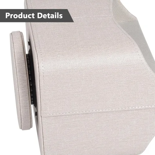 Vista 7 de Soporte de cuero para control remoto giratorio de 360 grados, organizador giratorio de escritorio para mandos a distancia de TV, bolígrafo, Beige