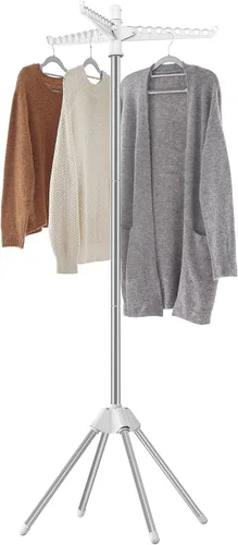Vista 10 de SONGMICS Tendedero de secado de ropa, 61.6 pulgadas, 3 brazos giratorios Negro
