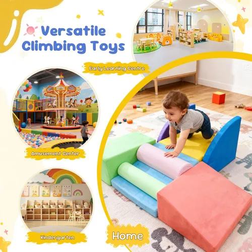 Vista 7 de Teckid Juguetes de escalada para niños pequeños, juego de 8 piezas de bloques de espuma suave para interiores, gateo seguro, escalada