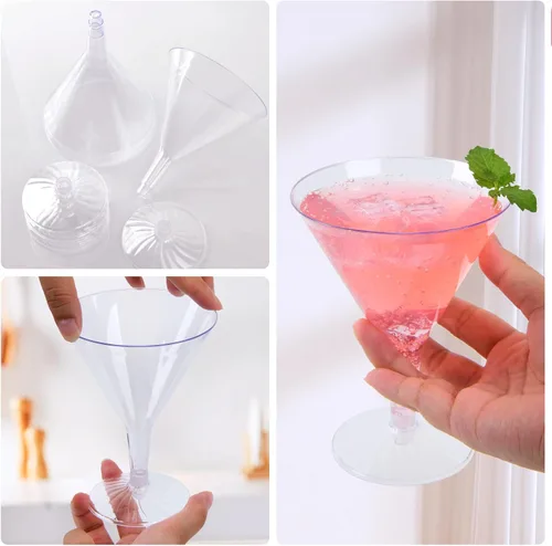 Vista 3 de 30 vasos de Martini de plástico duro transparente de 7 onzas