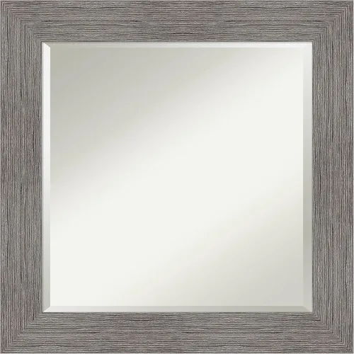 Vista 10 de Amanti Art Espejo de baño gris para sobre el fregadero, espejo rectangular gris rústico de corteza de 25 x 21 pulgadas, marco rústico de campo