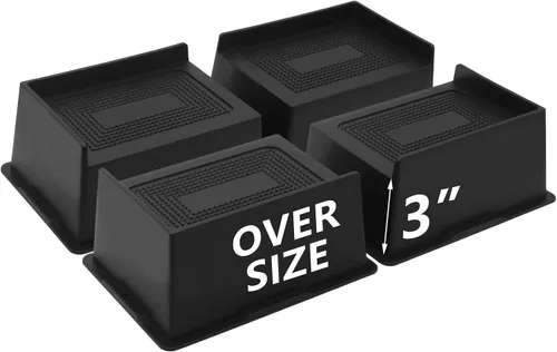Vista 24 de Paquete de 4 elevadores de cama de 2 pulgadas, elevadores de muebles de gran tamaño resistentes, elevadores de cama extra anchos para mesa, sofá