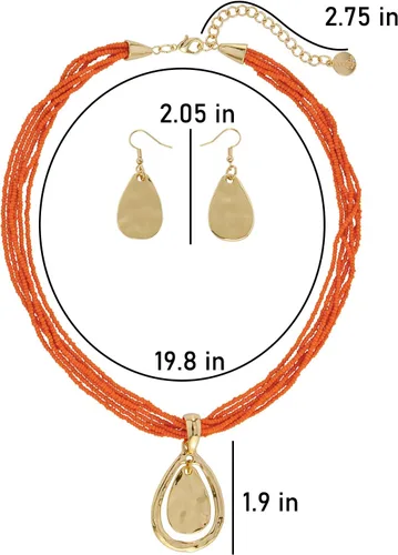 Vista 8 de Coiris Gargantilla de cuentas de semillas con dije de lágrima, collar de metal punk grueso para mujer, joyería