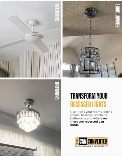 Vista 2 de The Can Converter R56 - Kit de conversión de luz empotrada para lata con medallón de techo plano y biselado de 7 pulgadas, mejoras para el hogar