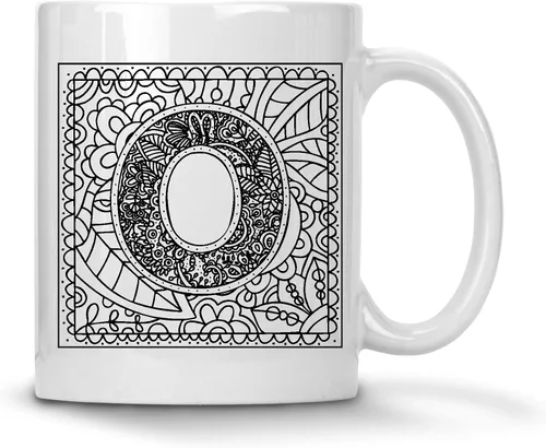 Vista 27 de Alankathy Mugs Taza de café monograma, 11 oz, color blanco (A)