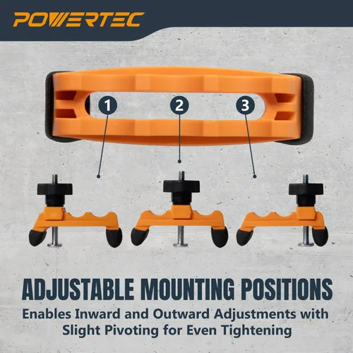 Vista 3 de POWERTEC 2 abrazaderas de sujeción ajustables, abrazadera de pista en T multiposicionable, abrazaderas de plástico reforzado con 20 pernos de acero