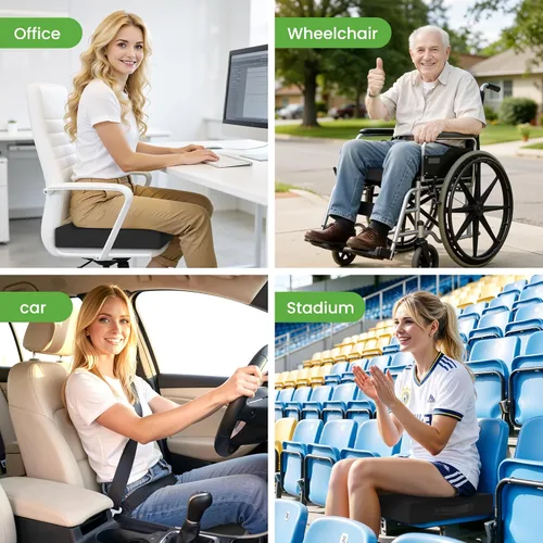 Vista 7 de Cojín de asiento para sillas de oficina, cojín de espuma viscoelástica con núcleo estampado para apoyo uniforme, alivio de espalda, coxis y ciática