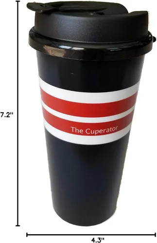 Vista 5 de Cuperator - Taza de viaje reutilizable aislada (16, negro, rojo, blanco)