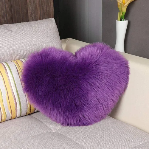 Vista 10 de Almohada mullida de piel sintética con inserto en forma de corazón, cojín decorativo de lujo para sofá, dormitorio, sala de estar