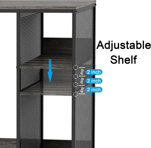 Vista 6 de KirKical - Gabinete de 3 niveles para barra de café con espacio para mini refrigerador, soporte de microondas resistente en color gris rústico