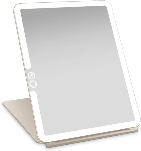 Vista 7 de LUNA London Eclipse LED Lighted Travel Vanity Makeup Mirror 3 Colour Light, Compact, Portable, Lighted, Rechargeable, Illuminated Mirror Perfect