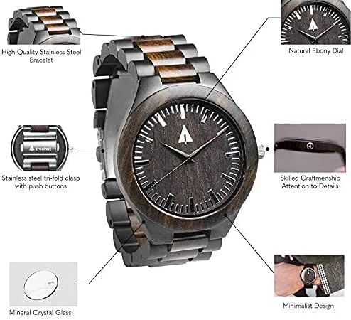 Vista 3 de Treehut - Reloj de pulsera analógico de cuarzo para hombre de acero inoxidable plateado de alta calidad