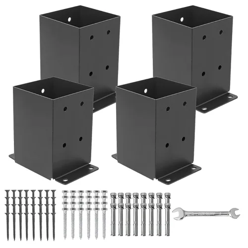 Vista 10 de 4 anclajes de poste de 6 x 6 pulgadas (tamaño interior 5.6 x 5.6) 13GA Thick Solid Steel &Powder Coated,Deck Post Brackets Support Deck Base